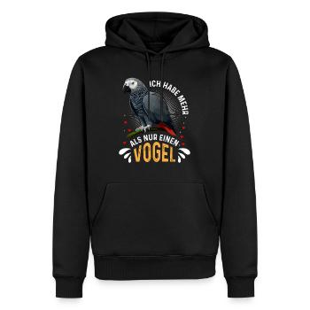 Grau Papagei Bei mir piept´s African Grey - Männer Premium Bio Hoodie - Schwarz - Vorne - Nico (187cm)