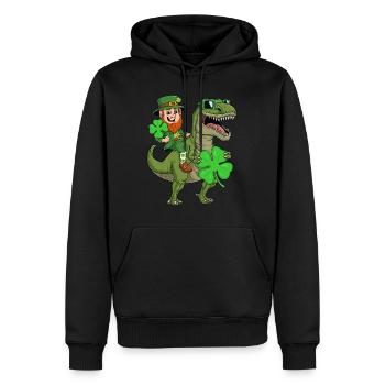 St Patricks Day Leprechaun Riding T Rex Funny Dino - Sweat à capuche Premium bio Homme - noir - Devant - Nico (187cm)