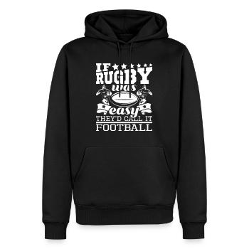 Wenn Rugby einfach wäre, würden sie es Fußball nennen - lustig - Männer Premium Bio Hoodie - Schwarz - Vorne - Nico (187cm)