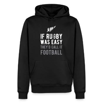 Lustiges Rugby Silver Farn Fußball Neuseeland NZ Sp - Männer Premium Bio Hoodie - Schwarz - Vorne - Nico (187cm)
