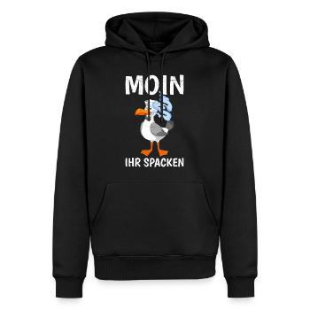 Moin ihr Spacken Möwen Vogelliebhaber Möwe - Männer Premium Bio Hoodie - Schwarz - Vorne - Nico (187cm)