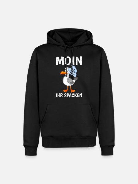 Moin ihr Spacken Möwen Vogelliebhaber Möwe - Männer Premium Bio Hoodie - Schwarz