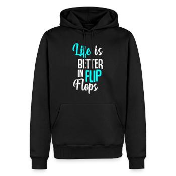 Das Leben ist besser in Flip Flops Sommerurlaub Vacati - Männer Premium Bio Hoodie - Schwarz - Vorne - Nico (187cm)