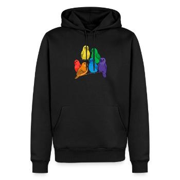 Asexual Pride Birds Parrots Budgies Kawaii Ace - Men’s Premium Organic Hoodie - black - Front - Nico (187cm)