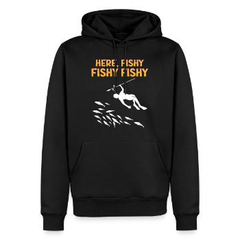 Speerfischer Harpune Here Fishy Fischjagd - Männer Premium Bio Hoodie - Schwarz - Vorne - Nico (187cm)