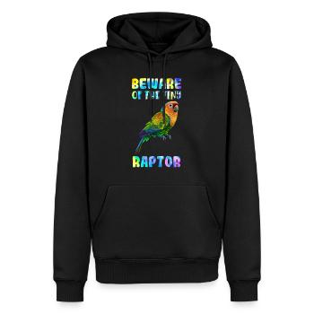 Lovebird Beware of the Tiny Raptor Liebesvögel - Männer Premium Bio Hoodie - Schwarz - Vorne - Nico (187cm)