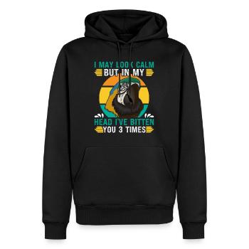 Ara Perroquet J’ai peut-être l’air calme mais dans ma tête Ara - Sweat à capuche Premium bio Homme - noir - Devant - Nico (187cm)