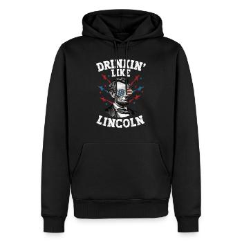 Abraham Lincoln 4th of July American Drinkin Like - Men’s Premium Organic Hoodie - black - Front - Nico (187cm)