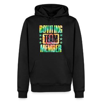 Bowling TEAM Member Bowler Bowlingspieler - Männer Premium Bio Hoodie - Schwarz - Vorne - Nico (187cm)