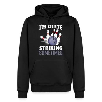 Bowling Strike I ́m Quite Striking Sometimes - Men’s Premium Organic Hoodie - black - Front - Nico (187cm)