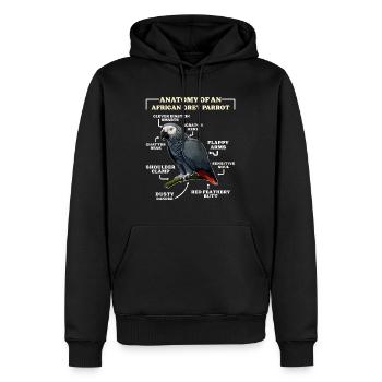 Grau Papagei Anatomy of an African Grey Parrot - Männer Premium Bio Hoodie - Schwarz - Vorne - Nico (187cm)