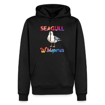 Mouettes, Chuchoteurs d’oiseaux, Amateurs d’oiseaux, Oiseaux marins, Mouettes - Sweat à capuche Premium bio Homme - noir - Devant - Nico (187cm)