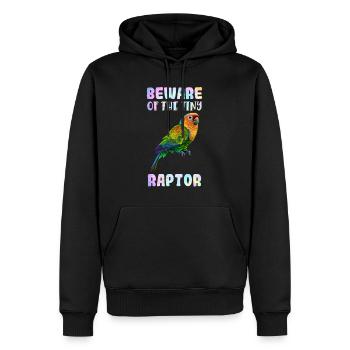 Lovebird Beware of the Tiny Raptor Liebesvögel - Männer Premium Bio Hoodie - Schwarz - Vorne - Nico (187cm)