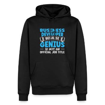 Business Development Genius Manager Developerillum - Men’s Premium Organic Hoodie - black - Front - Nico (187cm)