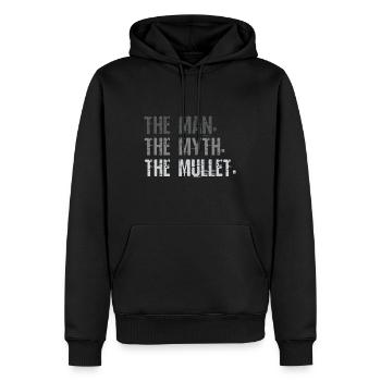 Mullet, L’homme Le mythe Le mulet - Sweat à capuche Premium bio Homme - noir - Devant - Nico (187cm)