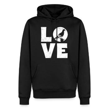 AMOUR Pigeons Amoureux des oiseaux Amoureux des pigeons - Sweat à capuche Premium bio Homme - noir - Devant - Nico (187cm)