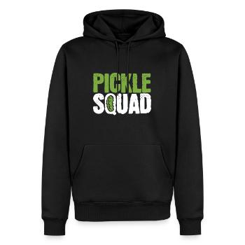 Cornichon Concombre Vegan Squad Green Grocer - Sweat à capuche Premium bio Homme - noir - Devant - Nico (187cm)