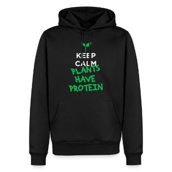 Ruhe bewahren Pflanzen haben Protein vegan - Männer Premium Bio Hoodie - Schwarz - Vorne - Nico (187cm)