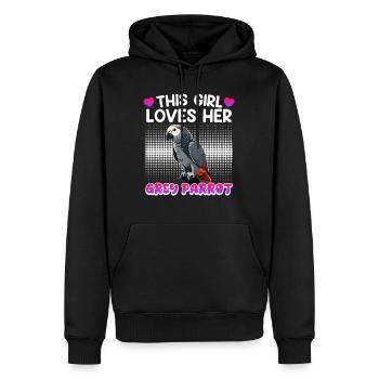 Cette fille aime ses filles perroquets gris - Sweat à capuche Premium bio Homme - noir - Devant - Nico (187cm)