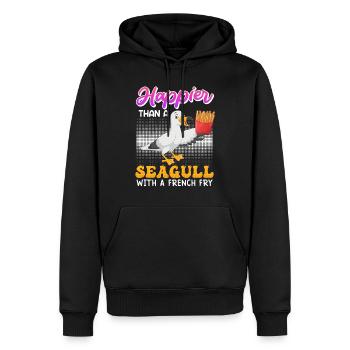 Plus heureux qu’une mouette avec une frite Mouettes - Sweat à capuche Premium bio Homme - noir - Devant - Nico (187cm)