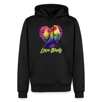 Inséparables Perroquets Amis Oiseaux Amis Oiseaux - Sweat à capuche Premium bio Homme - noir - Devant - Nico (187cm)