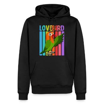 Inséparables Perroquets Amis Oiseaux Amis Oiseaux - Sweat à capuche Premium bio Homme - noir - Devant - Nico (187cm)