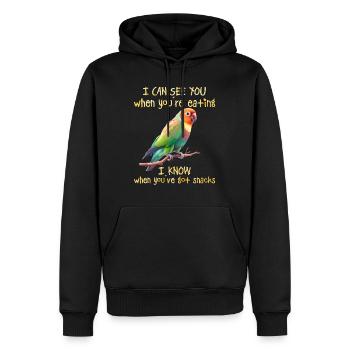 Liebesvögel I can see you when you´re Eating - Männer Premium Bio Hoodie - Schwarz - Vorne - Nico (187cm)