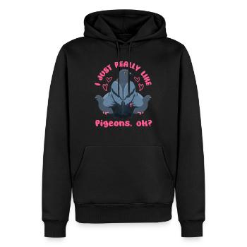 Amoureux des pigeons J’aime juste les pigeons, d’accord? - Sweat à capuche Premium bio Homme - noir - Devant - Nico (187cm)