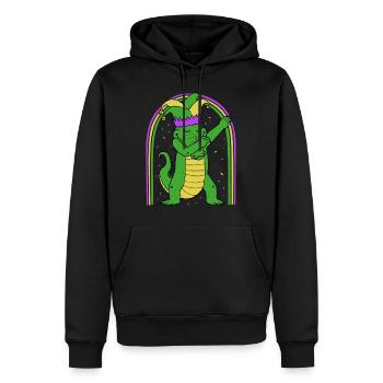 Animal Shirt, Old Glory Mardi Gras Dabbing - Männer Premium Bio Hoodie - Schwarz - Vorne - Nico (187cm)