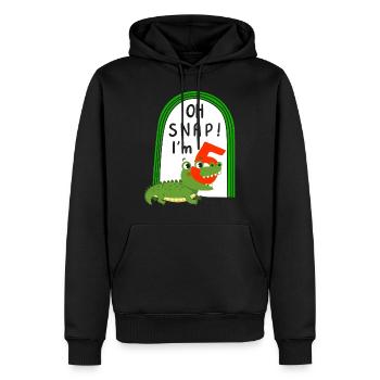 Animal Shirt, Oh Snap I'm 5 Alligator Design T-Shirt, - Männer Premium Bio Hoodie - Schwarz - Vorne - Nico (187cm)