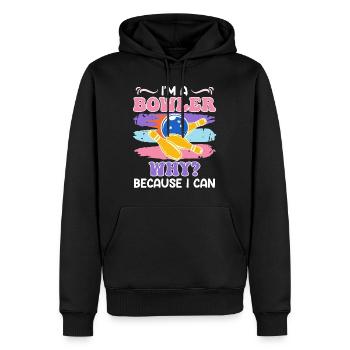 Bowlingspieler Ich bin Bowlerin weil Ich es Kann - Männer Premium Bio Hoodie - Schwarz - Vorne - Nico (187cm)