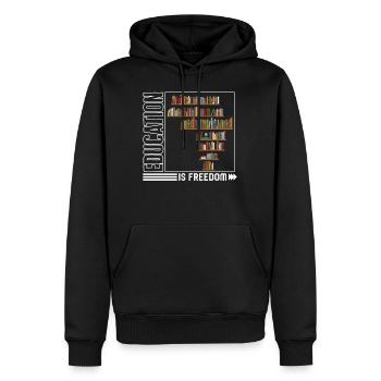Black Lives Matter Shirt, Education Is Freedom - Men’s Premium Organic Hoodie - black - Front - Nico (187cm)