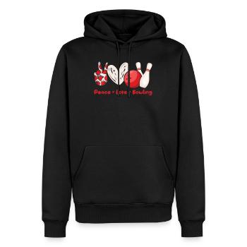 Frieden Liebe Bowling Shirt Bowlingspieler - Männer Premium Bio Hoodie - Schwarz - Vorne - Nico (187cm)