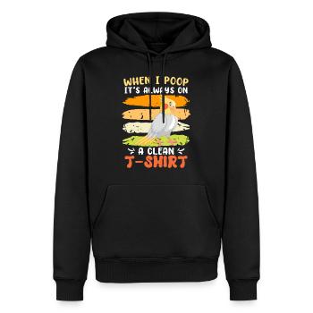 Cockatiel Quand je fais caca c’est toujours propre Chemise - Sweat à capuche Premium bio Homme - noir - Devant - Nico (187cm)