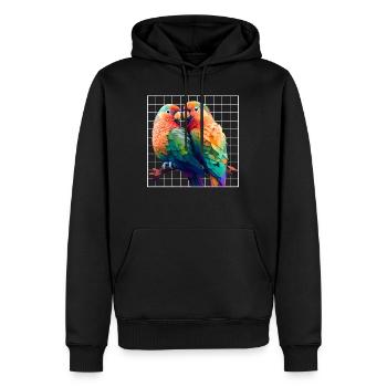 Inséparables Perroquets Amis Oiseaux Amis Oiseaux - Sweat à capuche Premium bio Homme - noir - Devant - Nico (187cm)
