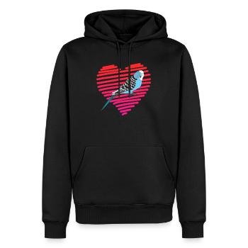 Piepmatz J’adore le porte-oiseau Budgie de Budgie - Sweat à capuche Premium bio Homme - noir - Devant - Nico (187cm)