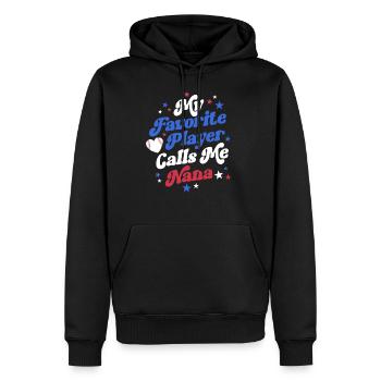 Baseball Nana Retro Grand-mère Ma joueuse préférée - Sweat à capuche Premium bio Homme - noir - Devant - Nico (187cm)