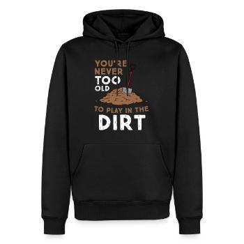 Gartenarbeit, die man nie zu alt ist, um im Dir zu spielen - Männer Premium Bio Hoodie - Schwarz - Vorne - Nico (187cm)