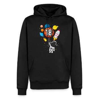 JHON Kids Birthday Astronaut 18 Years Old - Men’s Premium Organic Hoodie - black - Front - Nico (187cm)
