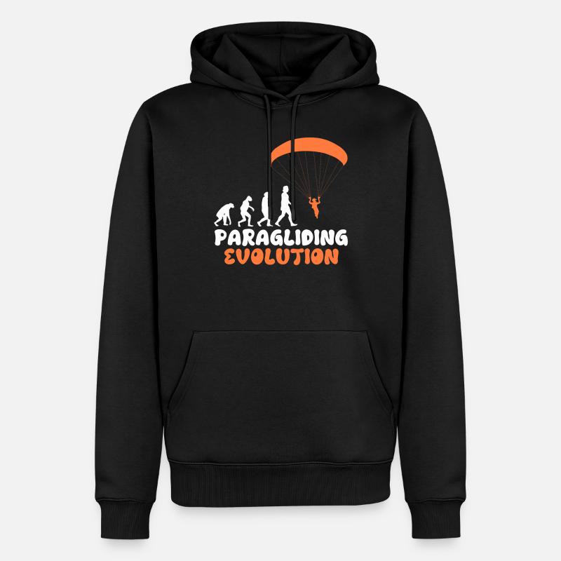 Paragliding Evolution Gleitschirmflieger Girls - Männer Premium Bio Hoodie - Schwarz