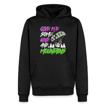 Les parapentes me donnent du vent et des montagnes - Sweat à capuche Premium bio Homme - noir - Devant - Nico (187cm)