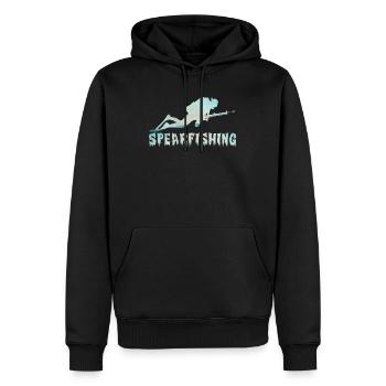 Speerfischer Spearfishing Fischjagd mit Harpune - Männer Premium Bio Hoodie - Schwarz - Vorne - Nico (187cm)