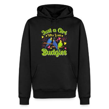 Juste une fille qui aime les filles perruches - Sweat à capuche Premium bio Homme - noir - Devant - Nico (187cm)