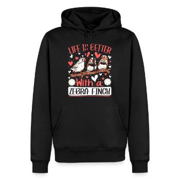 Life is better with a Zebra Finch Vogelfreund - Männer Premium Bio Hoodie - Schwarz - Vorne - Nico (187cm)