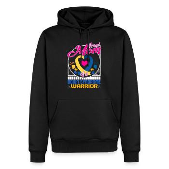 World Down Syndrome Day Shirt, Proud Mom Of A - Men’s Premium Organic Hoodie - black - Front - Nico (187cm)