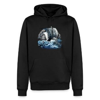 Navire viking guerrier nordique Odin Viking - Sweat à capuche Premium bio Homme - noir - Devant - Nico (187cm)