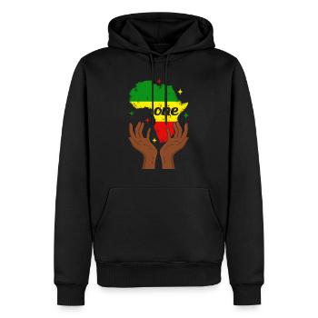 Black Lives Matter Shirt, One Africa Flag Map - Men’s Premium Organic Hoodie - black - Front - Nico (187cm)