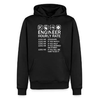 Engineer Hourly Rate Price Chart Labor Rates - Men’s Premium Organic Hoodie - black - Front - Nico (187cm)