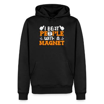 Magnetfischen I beat people with a Magnet - Männer Premium Bio Hoodie - Schwarz - Vorne - Nico (187cm)