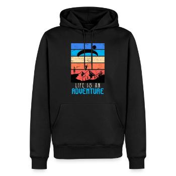 Parapentes La vie est une aventure - Sweat à capuche Premium bio Homme - noir - Devant - Nico (187cm)